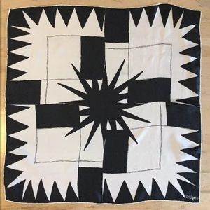 Vintage Vera Geometric Illusion Black White Scarf